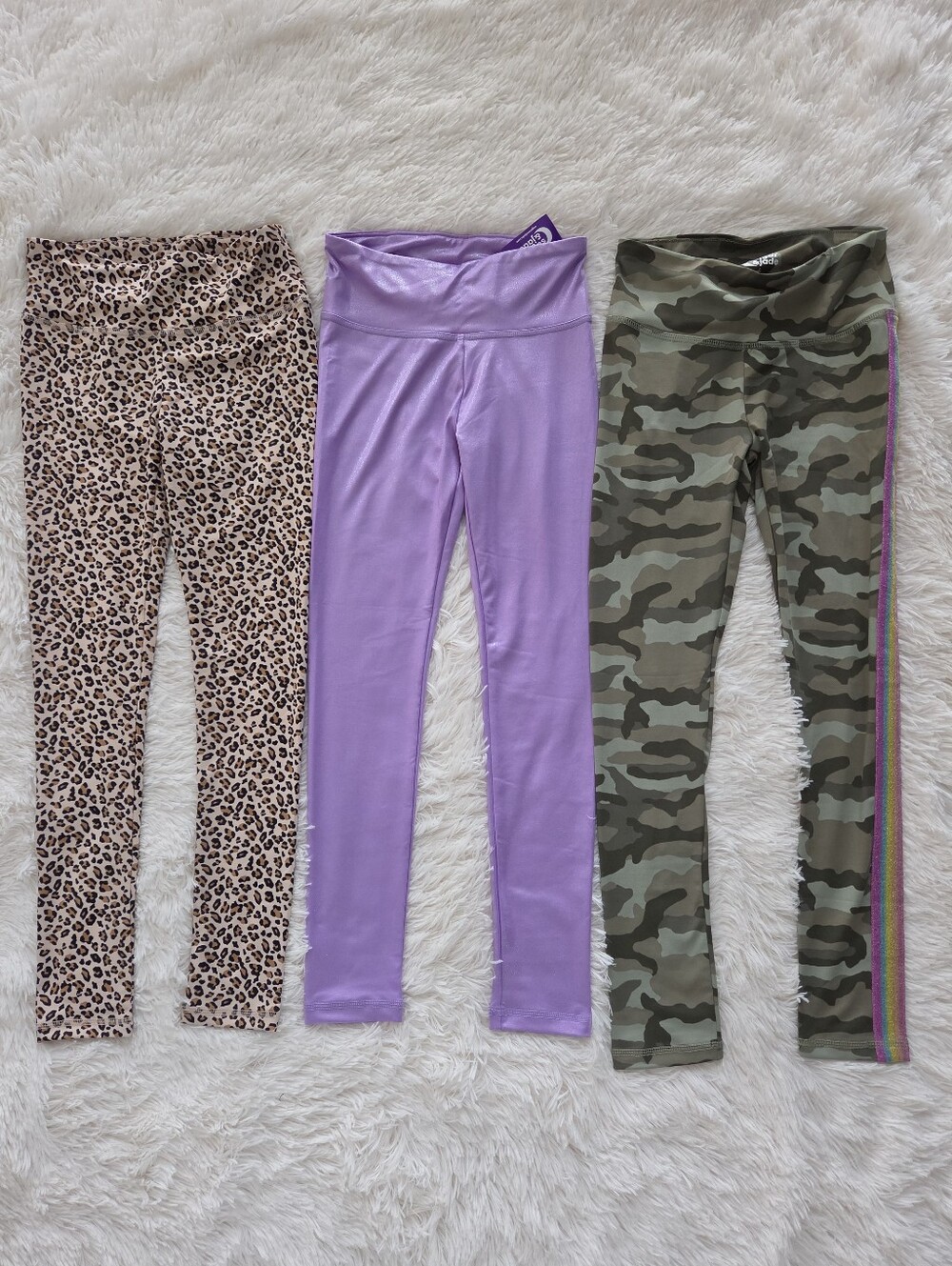 Sugar & Jade Leggings Bundle Purple, Leopard, Camo Girls Size L 12/14 NWT